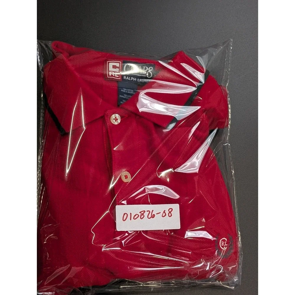 Vintage Chaps Ralph Lauren Red Textured Polo Shirt XL Grail
